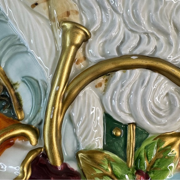 Fitz And Floyd Classics Plate Edwardian Era Santa Christmas Horn Canape Tray - Picture 6 of 10